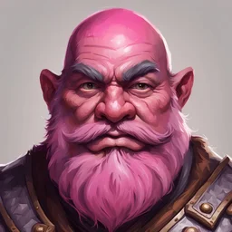 dnd, portrait of dwarf with pink skin