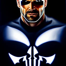 Ultra detailed fullbody Portrait in oil on canvas of The Punisher, extremely detailed digital painting, extremely detailed face,crystal clear Big Glowing eyes, mystical colors ,perfectly centered image, perfect composition, rim light, beautiful lighting, 8k, stunning scene, raytracing, anatomically correct, in the style of robert e howard and Ken Kelley and Ohrai Noriyoshi and Simon Bisley and tomzj1