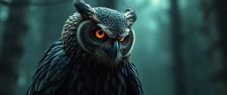 bad ass Owlbears overlord, hyperrealism, motion blur background