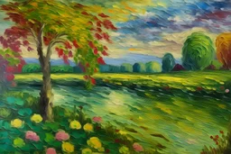 retrato de un paisaje estilo Claude Monet
