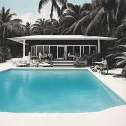 a pool party at Jeffrey Epstein's Island by Charles Bukowski