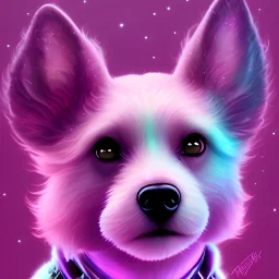 space dog, Fluffy, Purple ombre into pink, cute, fun