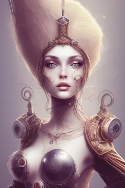 portrait of a beautiful steampunk lady on a white background