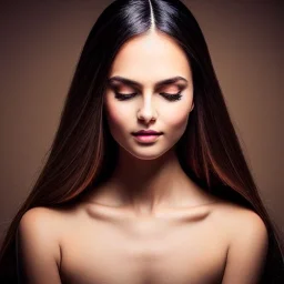 draw woman with Light-brown long hair, dark fantasy setting, ethereal, soft lighting, soft green eyes, medium cheeks, big forehead, wide chin, small nose, Portrait of mutant ,sexy, perfect composition, beautiful eyes