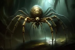 A gargantuan spider with candlewick legs, spinning wax webs, fantasy, digital art