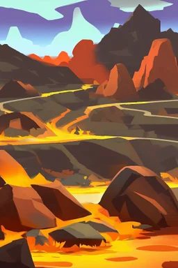 an simple inferno landscape with rocks