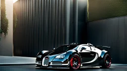 Rear View A stunningly realistic (((Bugatti Veyron x brabus))), intricate detail and perfection in every surface, glimmering metal and luxurious contours, a (perfect model) for a desktop wallpaper fit for high resolution screens, evoking a sense of futuristic elegance in a (4K cinematic atmosphere).