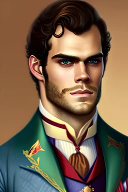 hanry cavill, realistic young victorian handsome man portrait