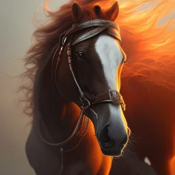 Horse, black, fire, lava, masterpiece, expert, 8K, hyperrealism, sharp focus, cinematic lighting , in style of Asaf Hanuka