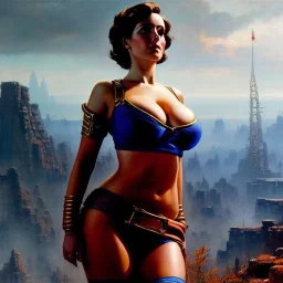 Drawing of beautiful face,'beautiful,Busty fit 'Piper Wright - Fallout 4 ',intense stare, ancient skintight armor, balanciaga fashion clothe painting by gaston bussiere, greg rutkowski, yoji shinkawa, yoshitaka amano, tsutomu nihei, donato giancola, tim hildebrandt Oil on canvas, cinematic composition, extreme detail,fit full head inside picture,16k