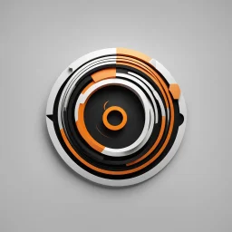 Front logo. 3D. Black, orange and white palette Gustavo Petro in artistic style, minimalist