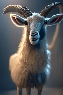 Cute goat holding smartphone, dramatic lighting, matte painting, highly detailed, cgsociety, hyperrealistic, --no dof, --ar 2:1