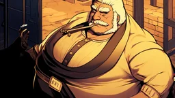 Old man smoking comic style