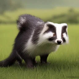 Badger playing with cat