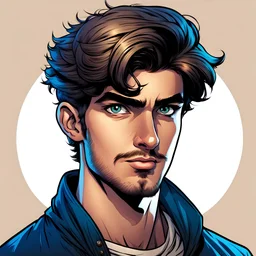 comic style, portrait, a young man, Persian, looks front
