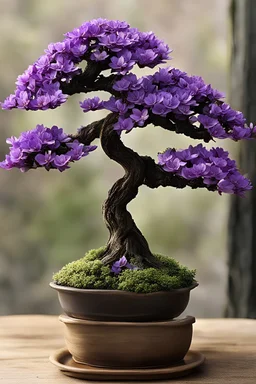 create one single beautiful purple bonsai flower