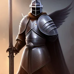 dnd, knight, paladin, aura of holy power, dnd race, aasimar, dark knight, sword, heavy armor, mask of mandalor, wings aasimar, magic, hyper-realistic, hyper-detalisation