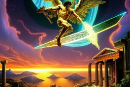 297499062 photorealistic hypermasculine fantasy illustration of I calculated a phantasm to glimpse Pythagoras's golden thigh While performing cult mathematics while visiting Olympus looking down on greece in the style of Dan Mumford, artgerm, Alphonse Mucha, Thomas kinkade, ancient Greece, apparation, specter, smooth, sharp, HDR, dof, deep focus, hyper realistic, magic, mystical, ethereal, 3d render, octane render, Pythagorean hypersigil