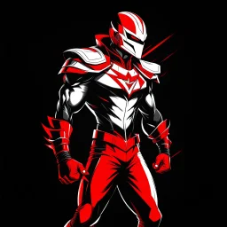 Dragman art illustration black background red and white color full body