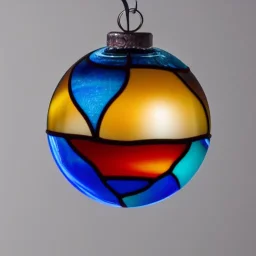 glass orb with stained glass effect, linen backdrop