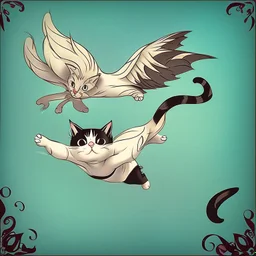 Cat flying , in Jasmine Becket-Griffith style