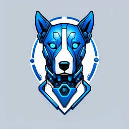 a blank background a blue logo that looks like the cyborg dog