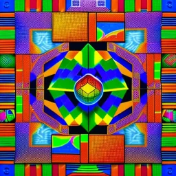 Kente scene, thread, surreal, flying Rubik's cube, african pattern symbols, engraved, 8k quality, hyper realistic, unreal engine 5