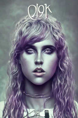 Danish singer MØ face, style viking, high light ,purple tones,