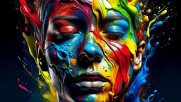 a colorful splash of face shape paint, amazing splashscreen artwork, photoshop water art, liquid painting, swirling paint colors, ink splash, physics splashes of colors, colorful swirls of paint, paint splashes, swirling paint, painting of splashing water, splashes of liquid, cgsociety saturated colors, trend on behance 3d art, HDR, UHD, 64K, highly detailed, (digital art:1.3), intricate, (highly detailed:1.3), digital painting, artstation, concept art, illustration, (sharp focus, Unreal Engine