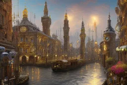  Interior Train station +Colourful city+old lamp+Bar and garden on High Bridges across Skyscraper river+canals+Gothic village+European Metropolis on sea+naples alley+Torino square+trieste canals+victorian London+decòpunk Skyscraper+ +steampunk+biopunk+alphonse mucha, greg rutkowski, matte painting, cryengine, hyper detailed, felix kelly, fantasy art, seb mckinnon