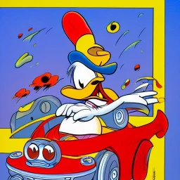 donald duck driving a rocket by jim woodring