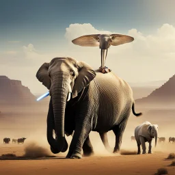 Jedi sheep driving an elephant