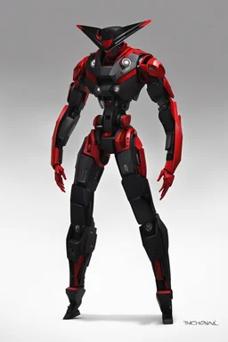 Sci-Fi, Large Mechainal Robot Red and Black, Space, Magic, Dangerous, Menacing, Horror