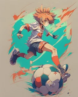 Anime design playing soccer