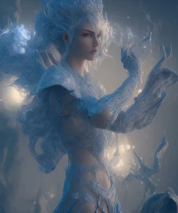  magic, highly intricate, crystalline, mythical, queen, dark bright blue, moon, unreal engine, volumetric lighting, octane render