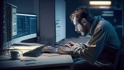 man working in a computer