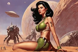 Sci-fi pin-up girl on an alien planet, John Carter of Mars