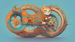 wheel-cat fusion, one wheel, flat design and 2d style, high details, highly detailed, high resolution