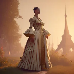 Full body, 3d render, Vivienne westwood, 1800's women style, 1800's hair style, 1800's women clothes style, hyper realistic, octane render, unreal engine 5, 8k, palace background, uhd