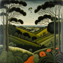 Sublime nature, Henri Rousseau, hyperrealistic, hypnotic, obsessive, real world