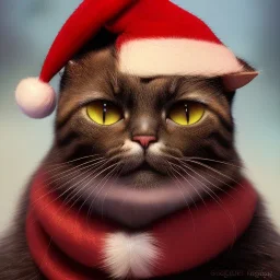 a beautiful portrait of a cute cat dressed as santa, by greg rutkowski, high key lighting, volumetric light, digital art, highly detailed, fine detail, intricate, ornate, complex, octane render, unreal engine, photorealistic unreal 5.