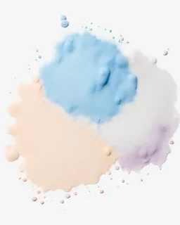 scattered powder on a white background painted with watercolor paints, top view