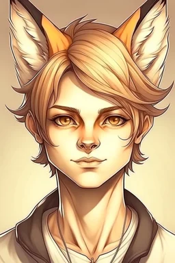 Anime man with fox ears, realistic