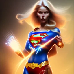 blonde superwoman. oil on canvas, volumetric light