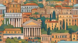 city of rome, italy, in the style of Raoul Dufy