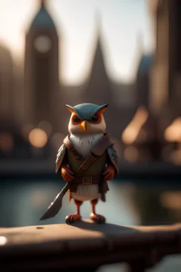 robin hoot, leader of the hooties. with bow and dagger, guarding the Suez canal, bokeh like f/0.8, tilt-shift lens 8k, high detail, smooth render, down-light, unreal engine, prize winning