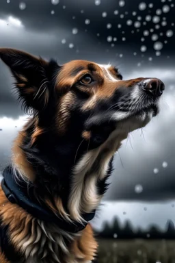 un perro en la lluvia celeste