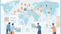 An image that conveys achieving success and skill development. The image depicts a group of individuals gathered in an inspiring teamwork session. They appear engaged in discussion and constructive exchange of ideas. In the background, a screen displays a chart or a conceptual map indicating various goals and pathways. Everyone appears enthusiastic and dedicated to collaborative work and continuous learning. The image reflects collaboration and a focus on achieving success through skill develop