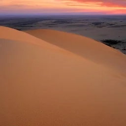 désert du Sahara, coucher de soleil, dune de sable, montagne, rochers