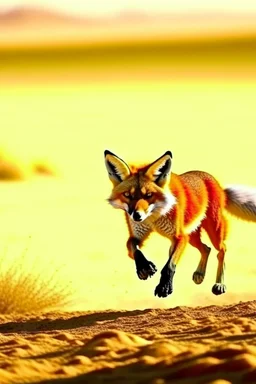 A fox runs after animals in the desert and kills everyone it meets